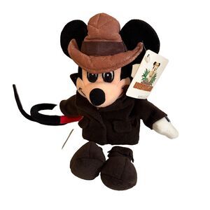 Disney Mickey Mouse Adventurer Mini Bean Bag Plush 9" Indiana Jones NWT Vintage